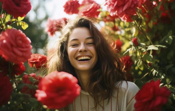 улыбается девушка