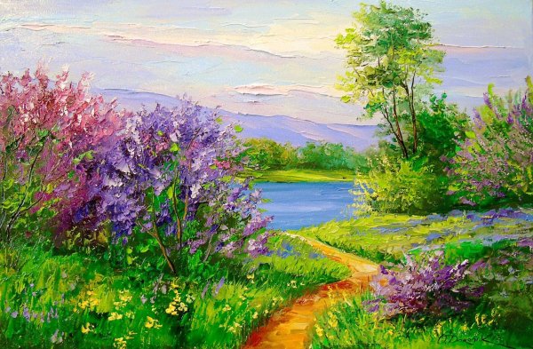 ольга дарчук художник цветение сирени у реки