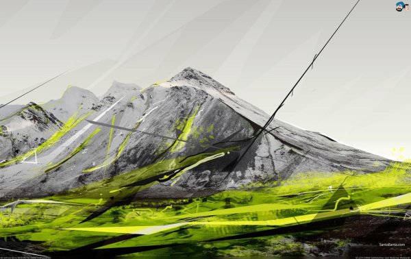 горы красками