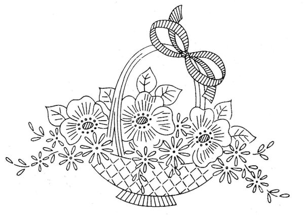 корзина с цветами раскраска