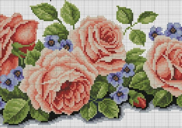 вышивка роза