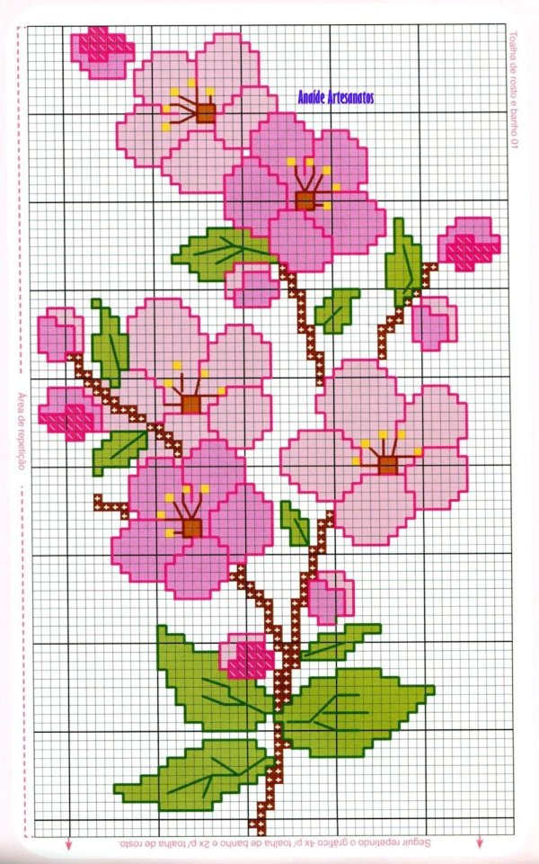 схемы вышивки цветов