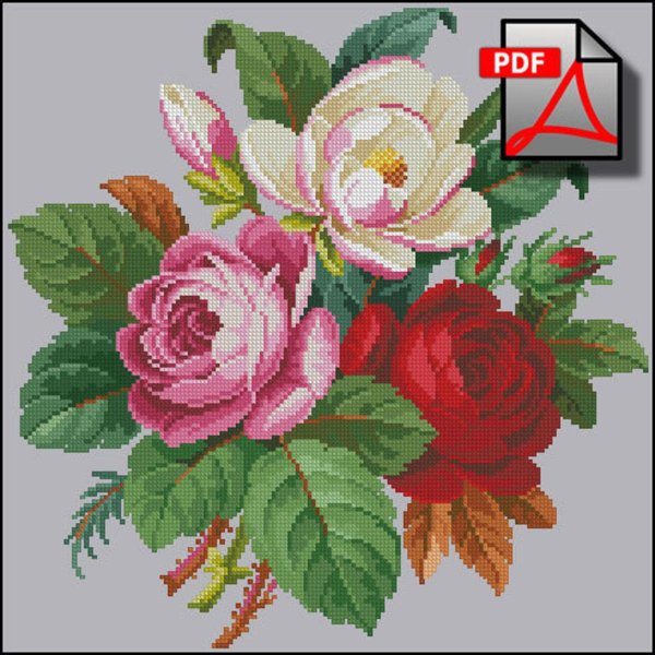 вышивка крестиком розы