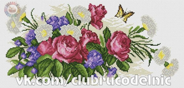 схемы вышивки крестом букеты цветов