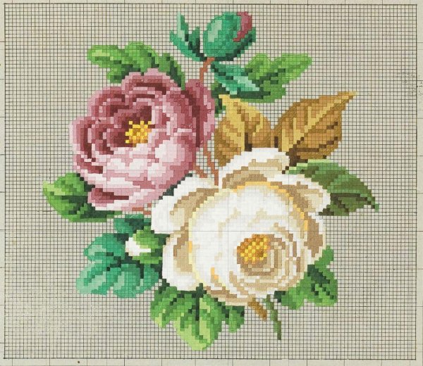 схемы вышивки крестом цветы старинные