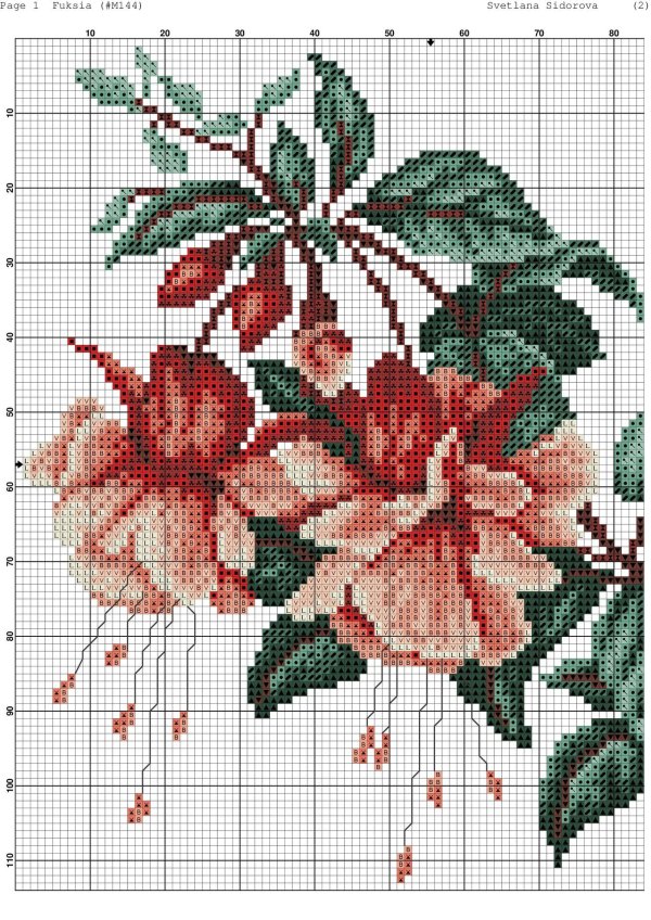 схемы вышивки цветов