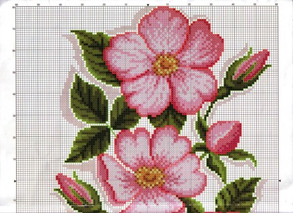 схемы вышивки цветов