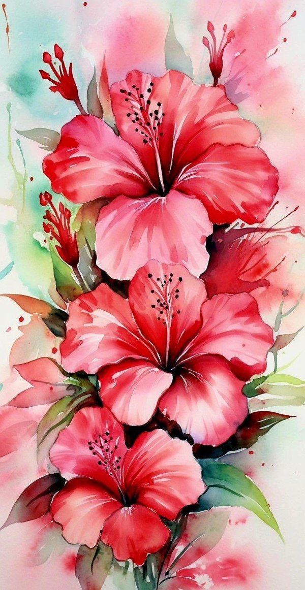 рисунки цветов акварелью