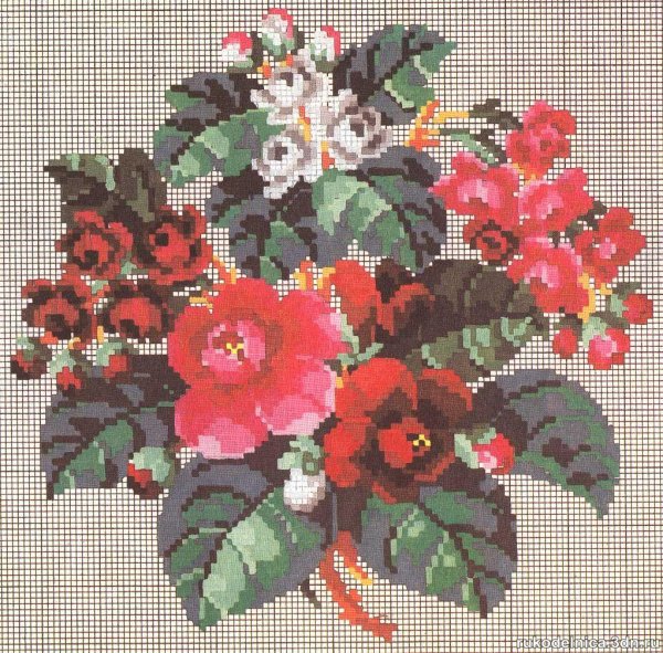 схемы вышивки цветов