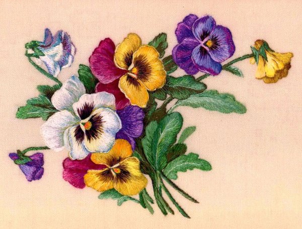 вышивка анютины глазки