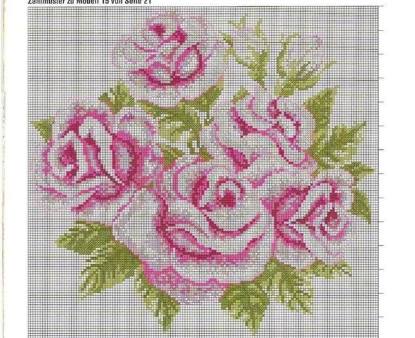 схема вышивки розы