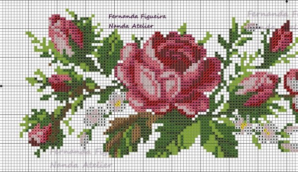 схемы вышивки крестом розы