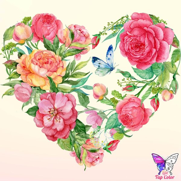 цветочное сердце акварель