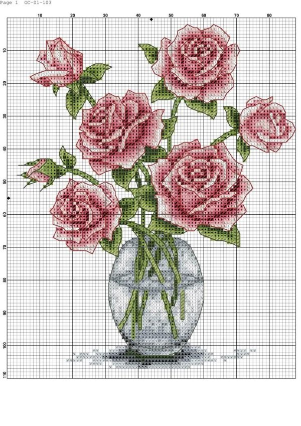 схемы вышивки крестом розы