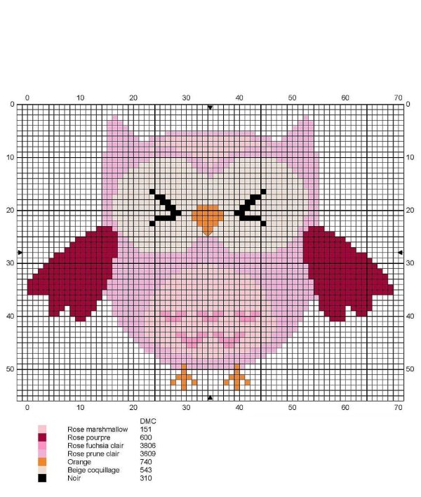 схема совы крестиком вышивки совушки
