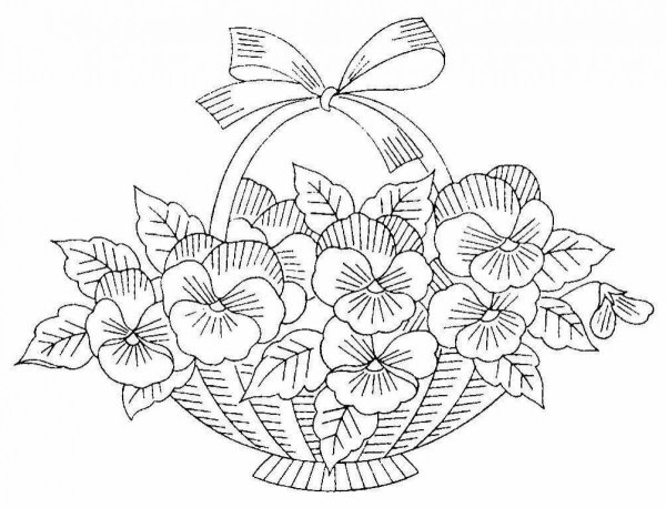 раскраска корзинка с цветами