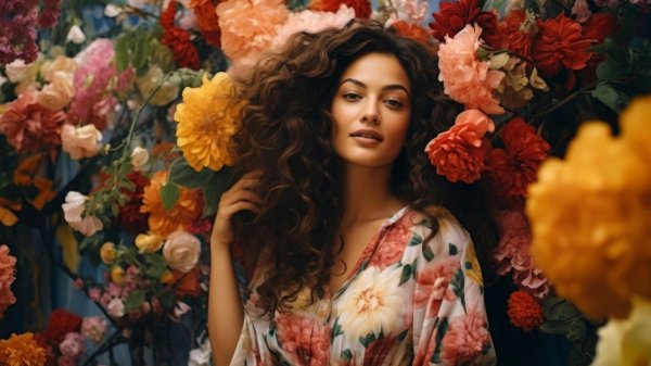 женщина в цветах