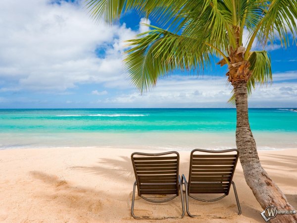 шезлонги на пляже