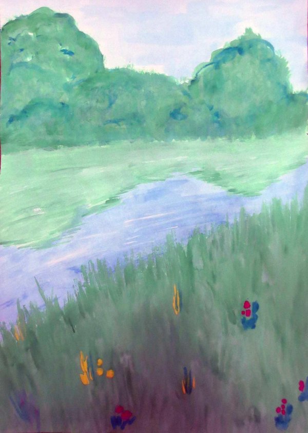река детский рисунок
