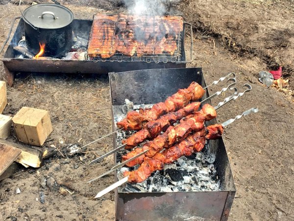 шашлык на даче осенью