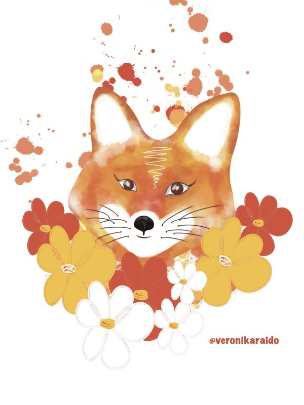 лисичка в цветах