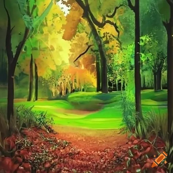 пень в сказочном лесу