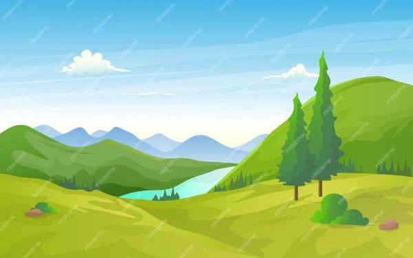 горы река вектор