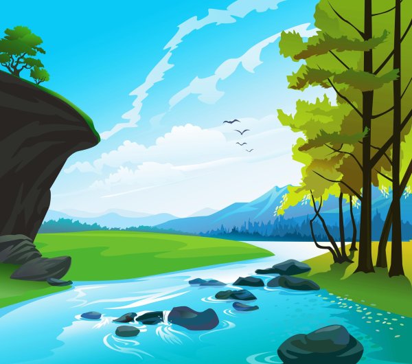 речка рисунок