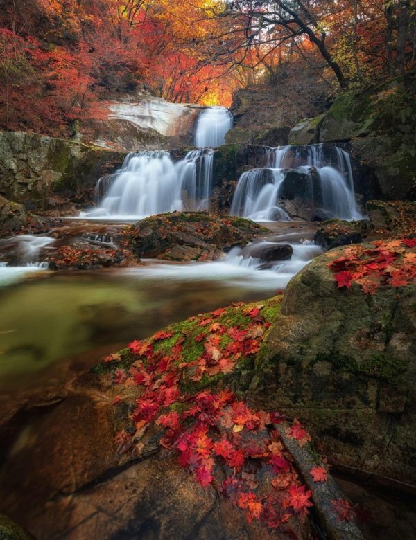 осенний пейзаж с водопадом