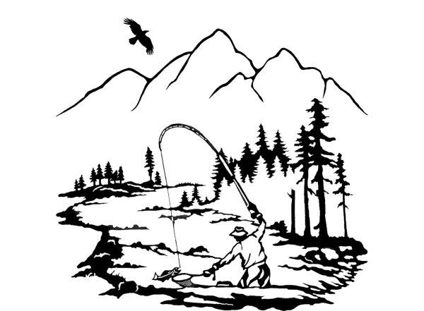 силуэты рыбаков