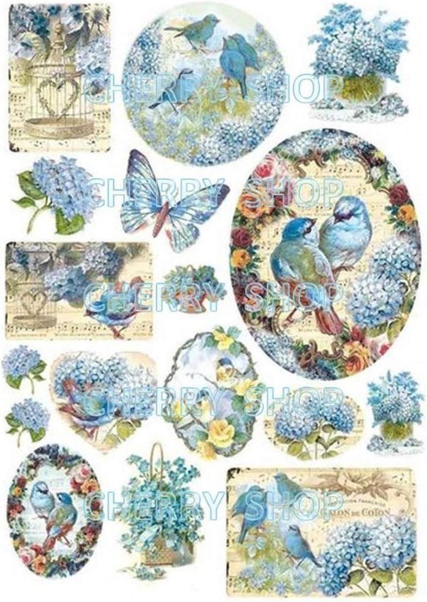 рисовая бумага стамперия гортензия