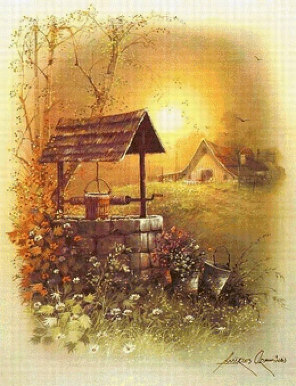 пейзаж с колодцем