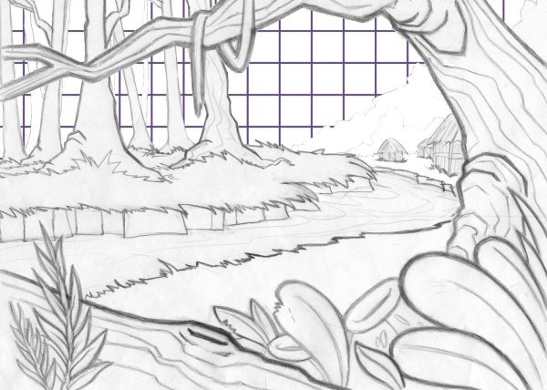 лес рисунок карандашом