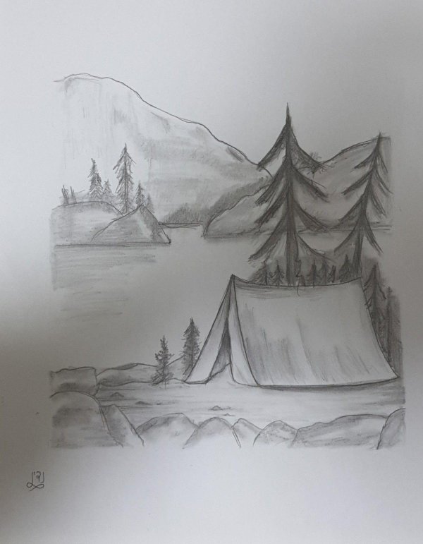 пейзаж легкий рисунок