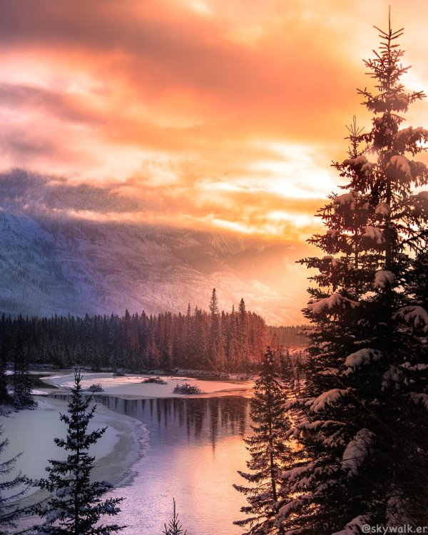 красивый рассвет зимой