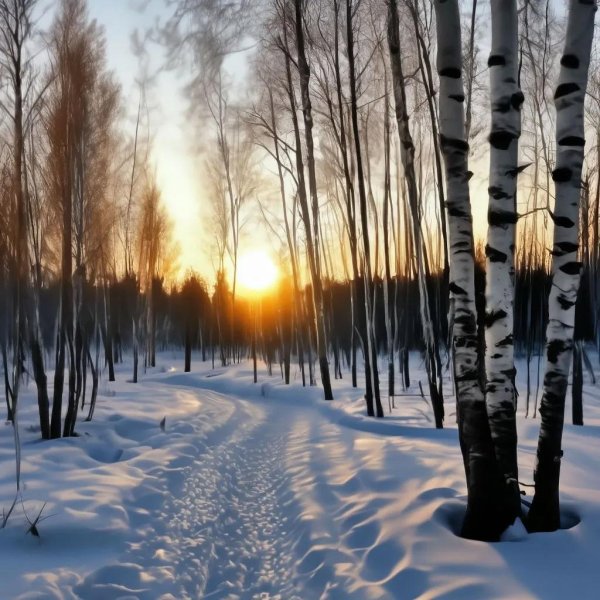 березовая роща зимой