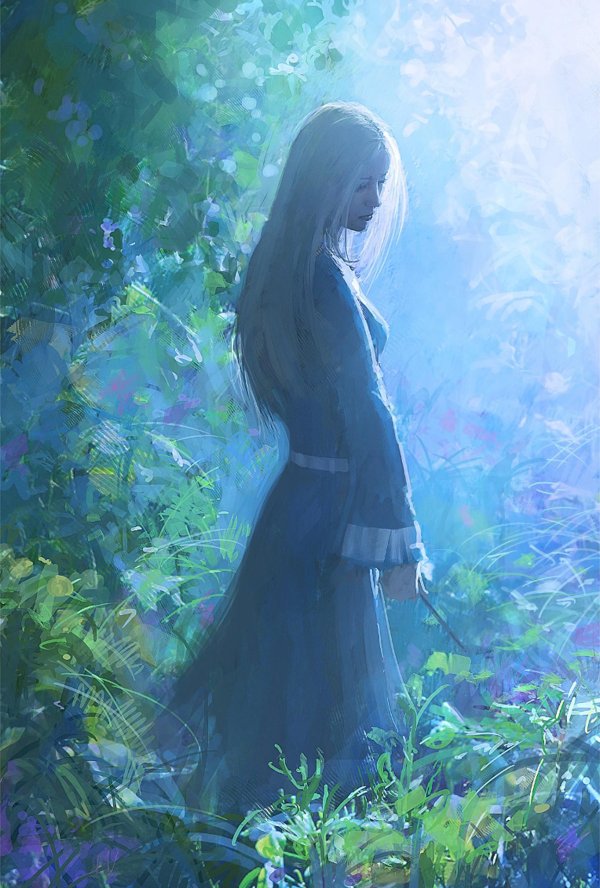 девушка в лесу арт