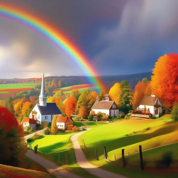 пейзаж с радугой