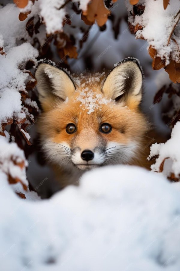 лисенок выглядывает