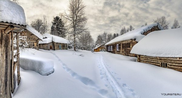 зимний пейзаж деревни