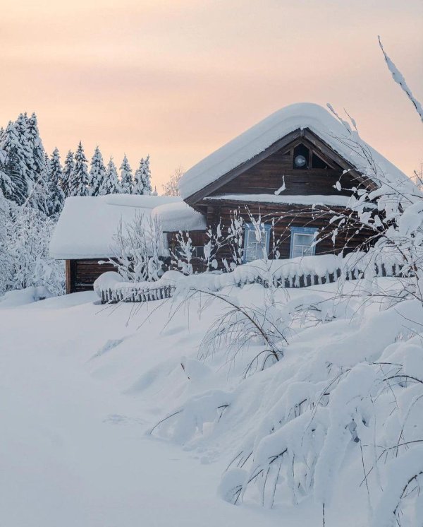 деревенский дом зимой