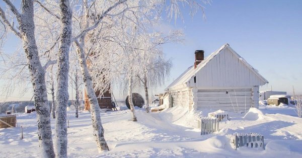зимняя околица деревни