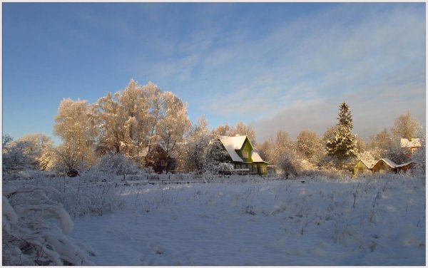 зимний пейзаж деревни