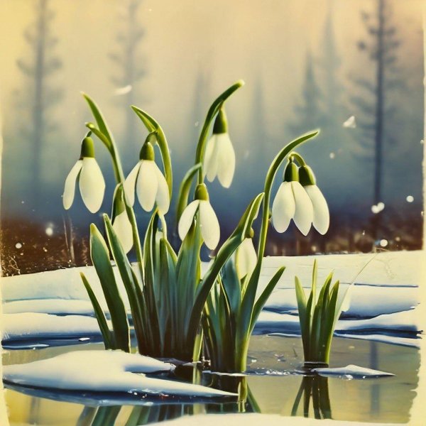 подснежники открытка