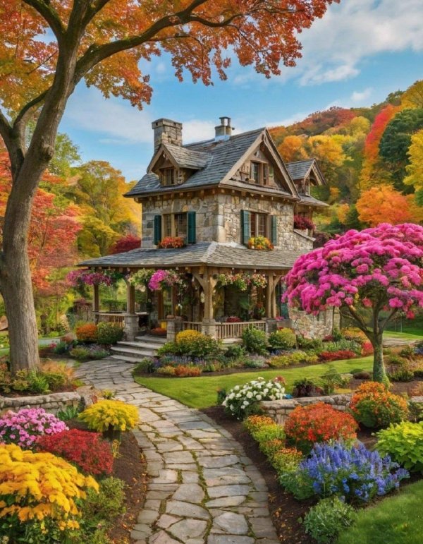 уютный осенний домик