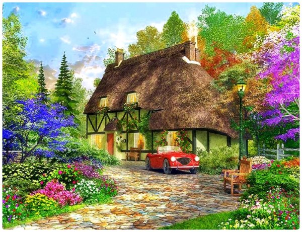 деревенские домики алмазная вышивка