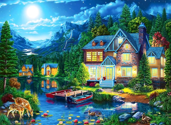пазлы 2000 элементов ф20003700 дом у ночного озера
