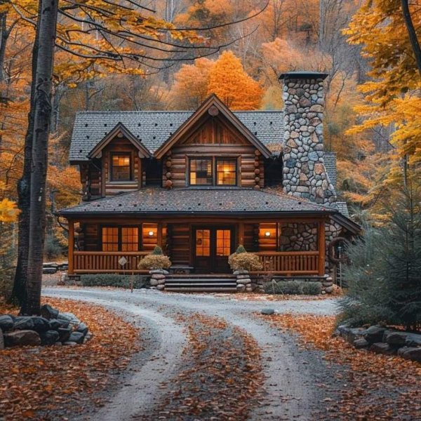 log cabin in the wood