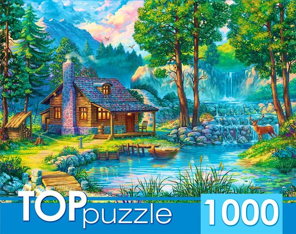 пазлы домик у пруда