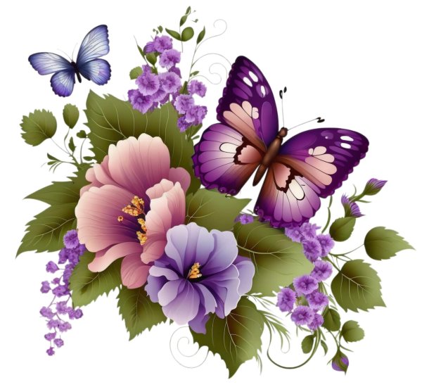 С бабочками с цветами